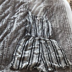 Black and white striped romper